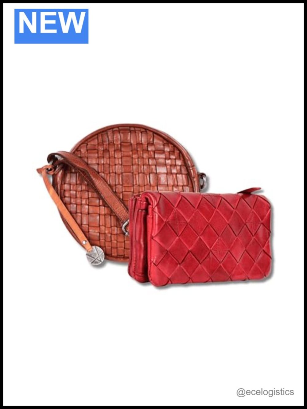 Genuine Leather Crossbody Bag & Wallet Set for Women, Zipper Closure